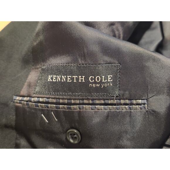 Kenneth Cole Blazer Mens 42R Dark Black Wool Blend Stretch Sports Coat Jacket - Picture 8 of 10